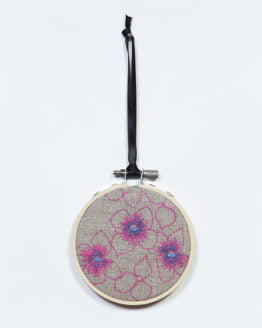 Pink Hydrangea Embroided Hoop