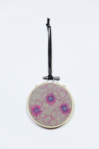 Pink Hydrangea Embroided Hoop